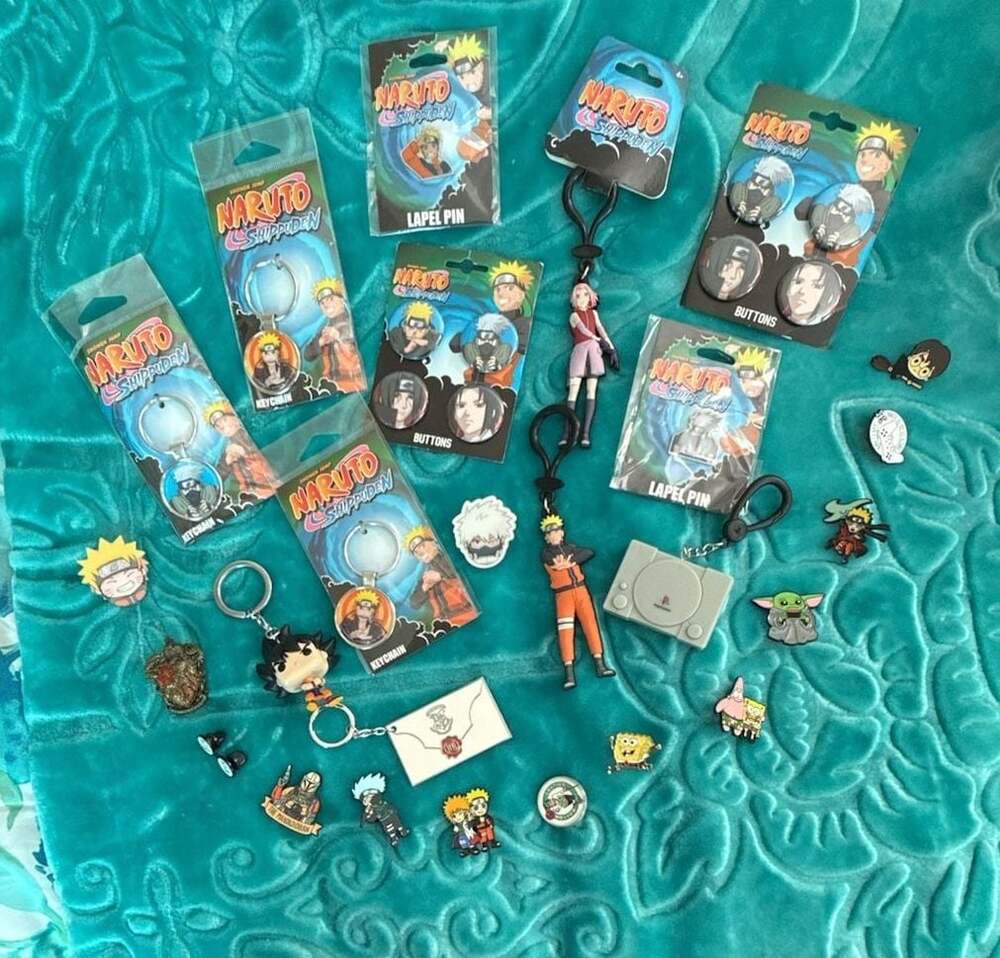 Naruto Shippuden Mixed Anime and Pop Culture Accessory Lot including Keychains,